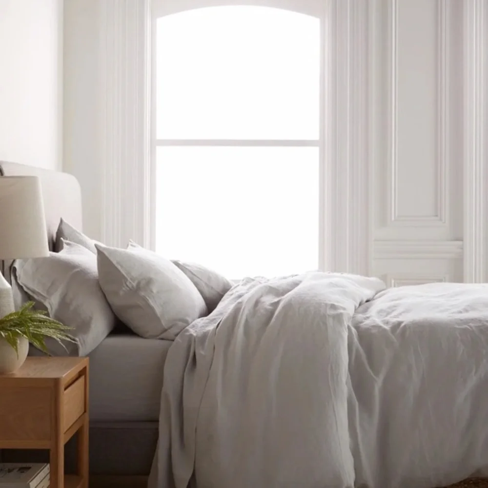 NWT Quince European Linen Queen Duvet Cover in Light Grey